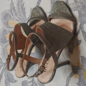 Guess Glitter Peep Toe High Heels